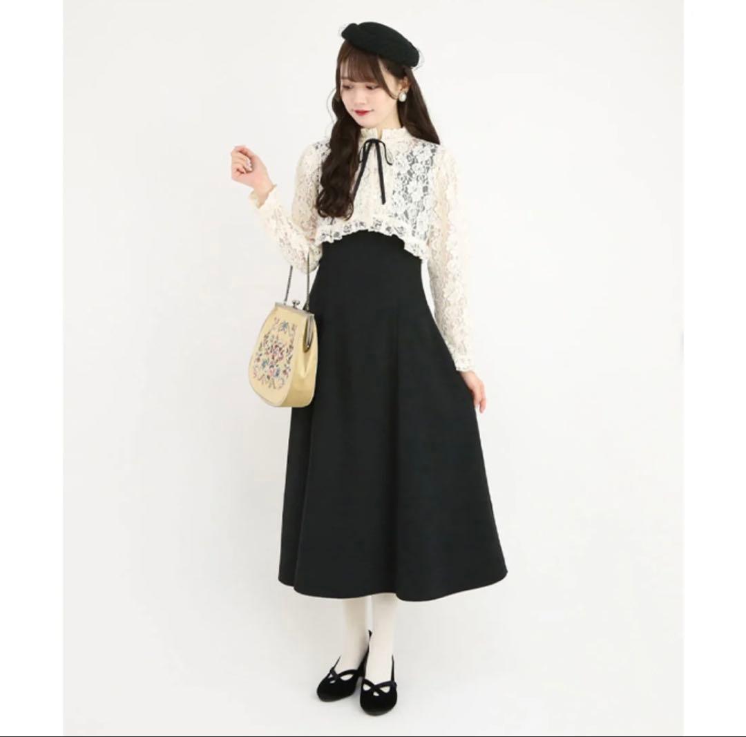 【フィント/ Fi.n.t】レースレイヤードナローフレアージャンパースカート