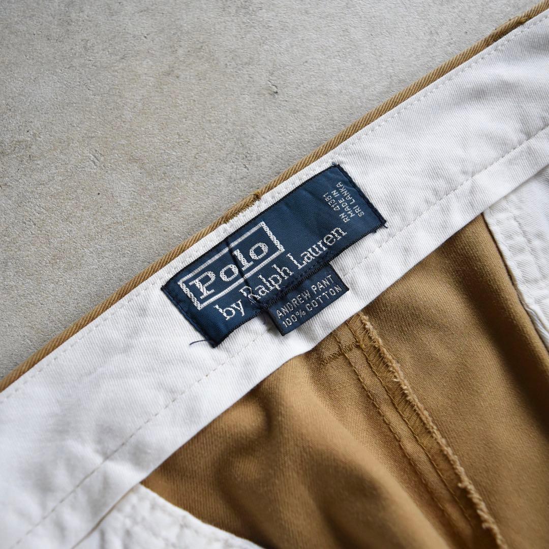 90s ラルフローレン ポロチノ ツータックチノ レア キャメル W35L31
