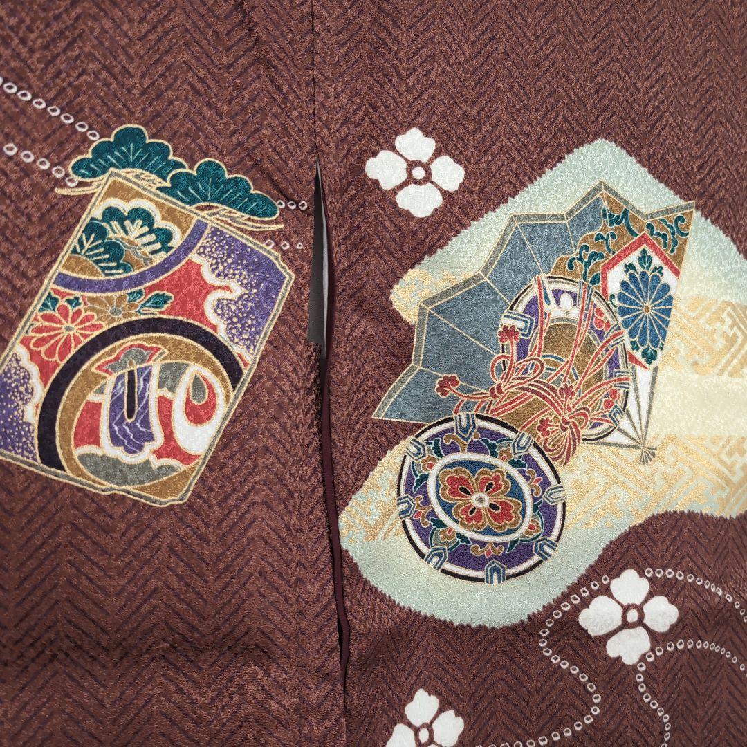 男の子 着物、羽織、長襦袢3個セット 茶色 美品