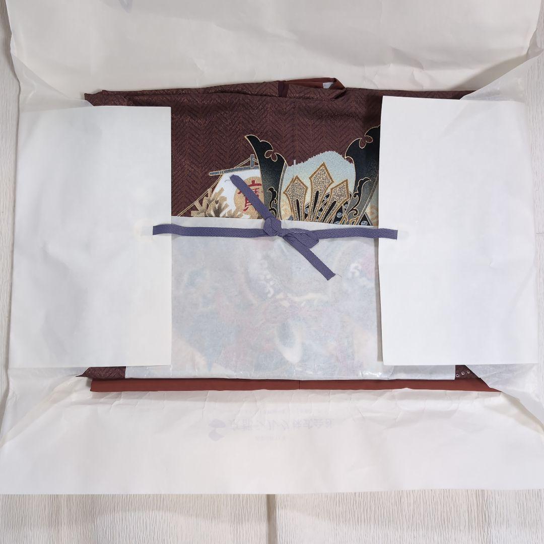 男の子 着物、羽織、長襦袢3個セット 茶色 美品