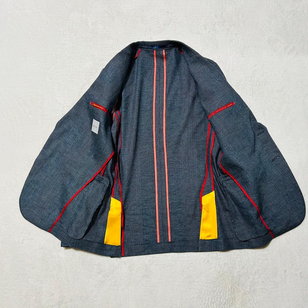 美品✨ポールスミス 現行タグ セットアップ グレー チェック M リネン ウール