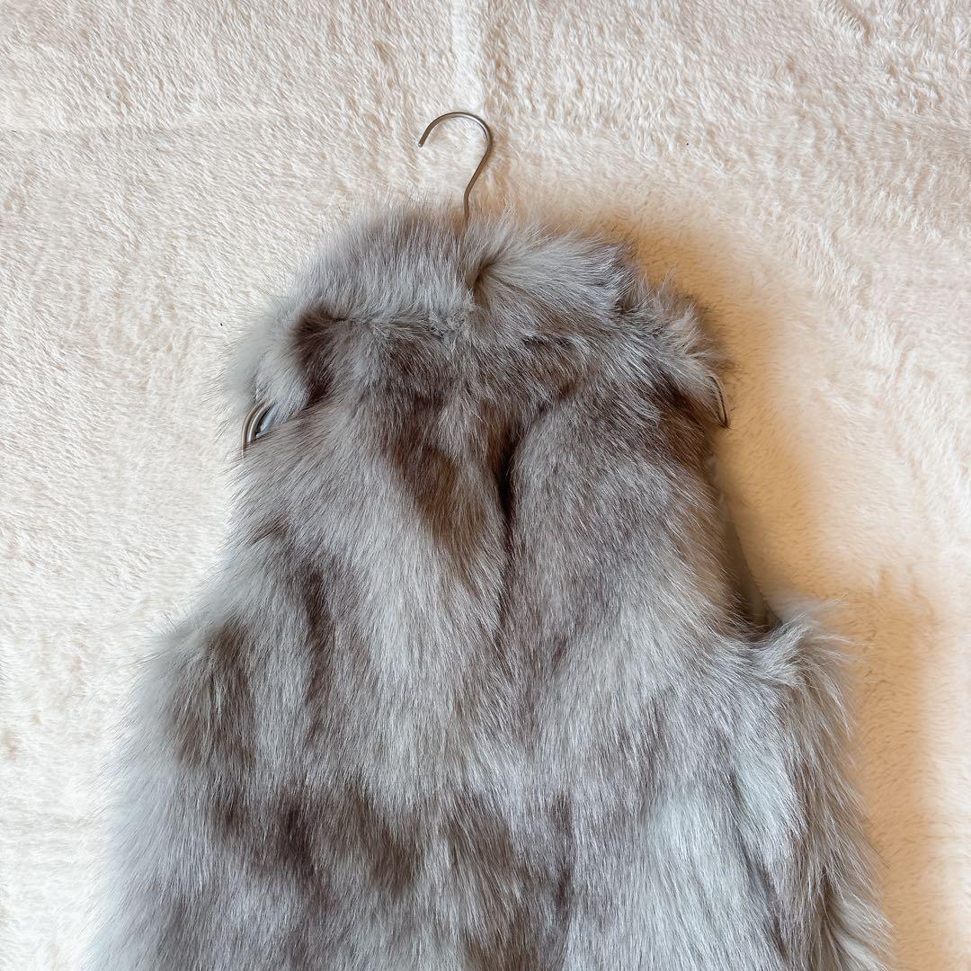 [超美品]SUGAR ROSE リアル フォクス ファー ベスト グレー