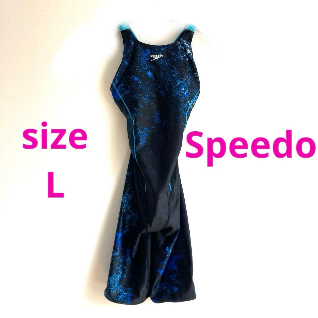 スピードSpeedo競泳用水着 ブラックブルー　レディースL ワンピース
