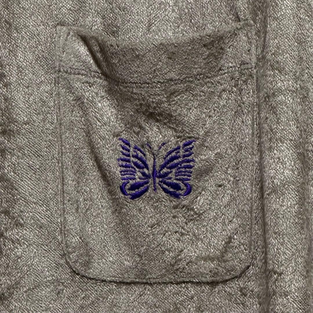 20AW ニードルズ ベロア パピヨン刺繍 ポケットTシャツ モカ XL