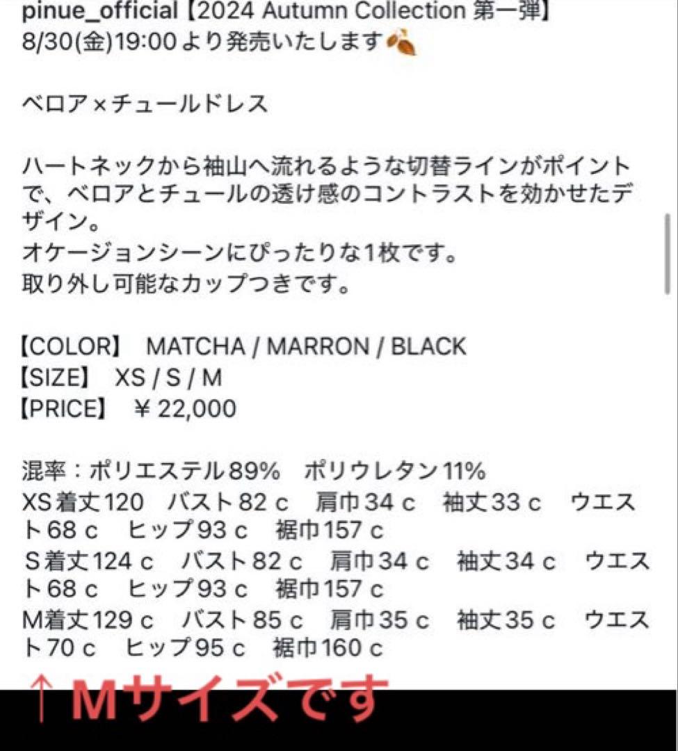 【新品未開封 タグ付】pinue ベロア×チュールドレス MARRON M