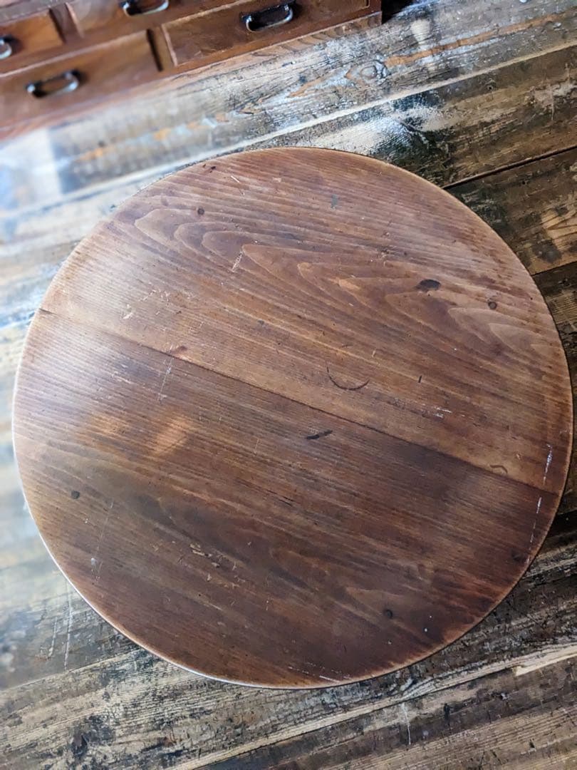 【プロフ必読⭐︎レモン】丸いアンティークローテーブル 木製円形座卓
