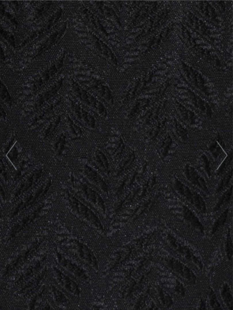 幾何学リーフモールジャガード2インタックワイドテーパードパンツ／ブラック