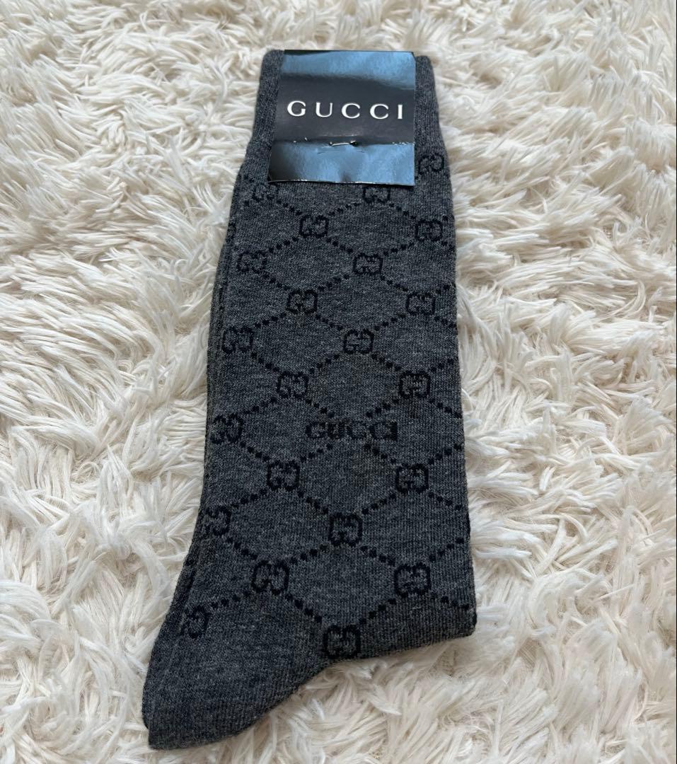 希少 GUCCI 靴下 GG 総柄 シマ　グッチ