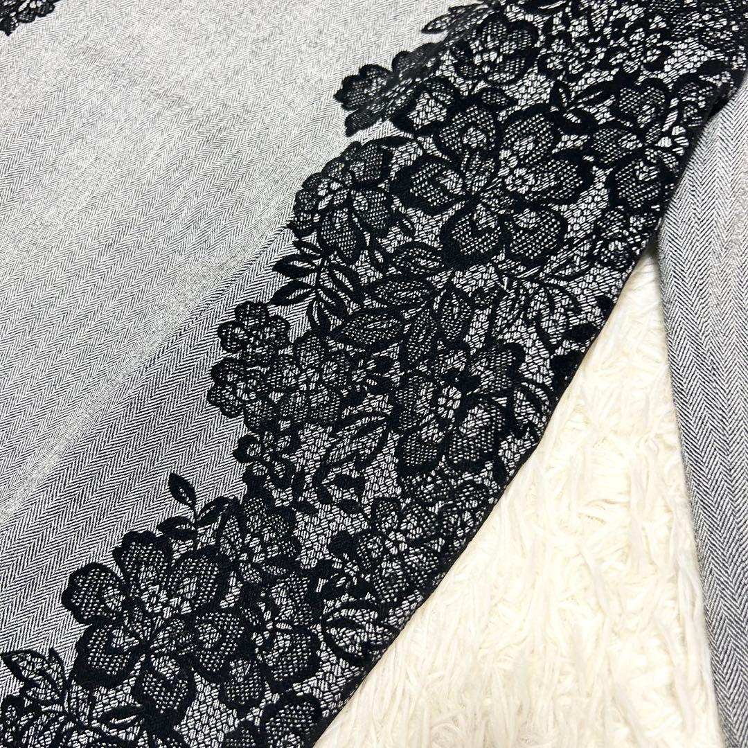 Leilian レリアン 花柄フロッキーワンピース ヘリンボーン 大きいサイズ