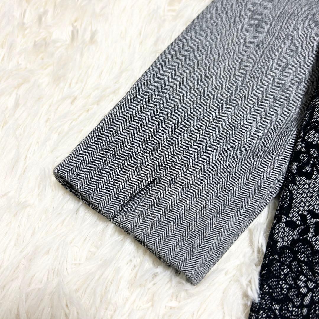 Leilian レリアン 花柄フロッキーワンピース ヘリンボーン 大きいサイズ