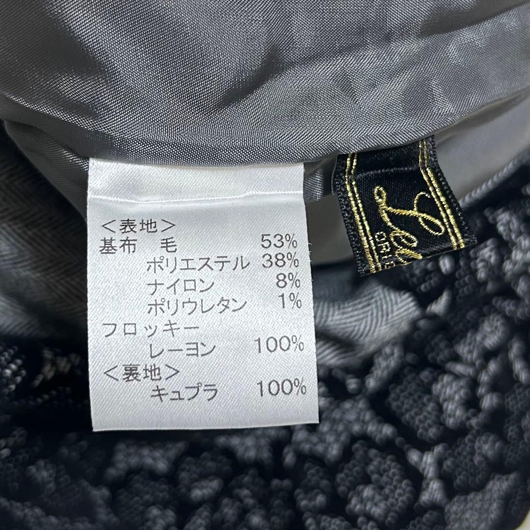 Leilian レリアン 花柄フロッキーワンピース ヘリンボーン 大きいサイズ