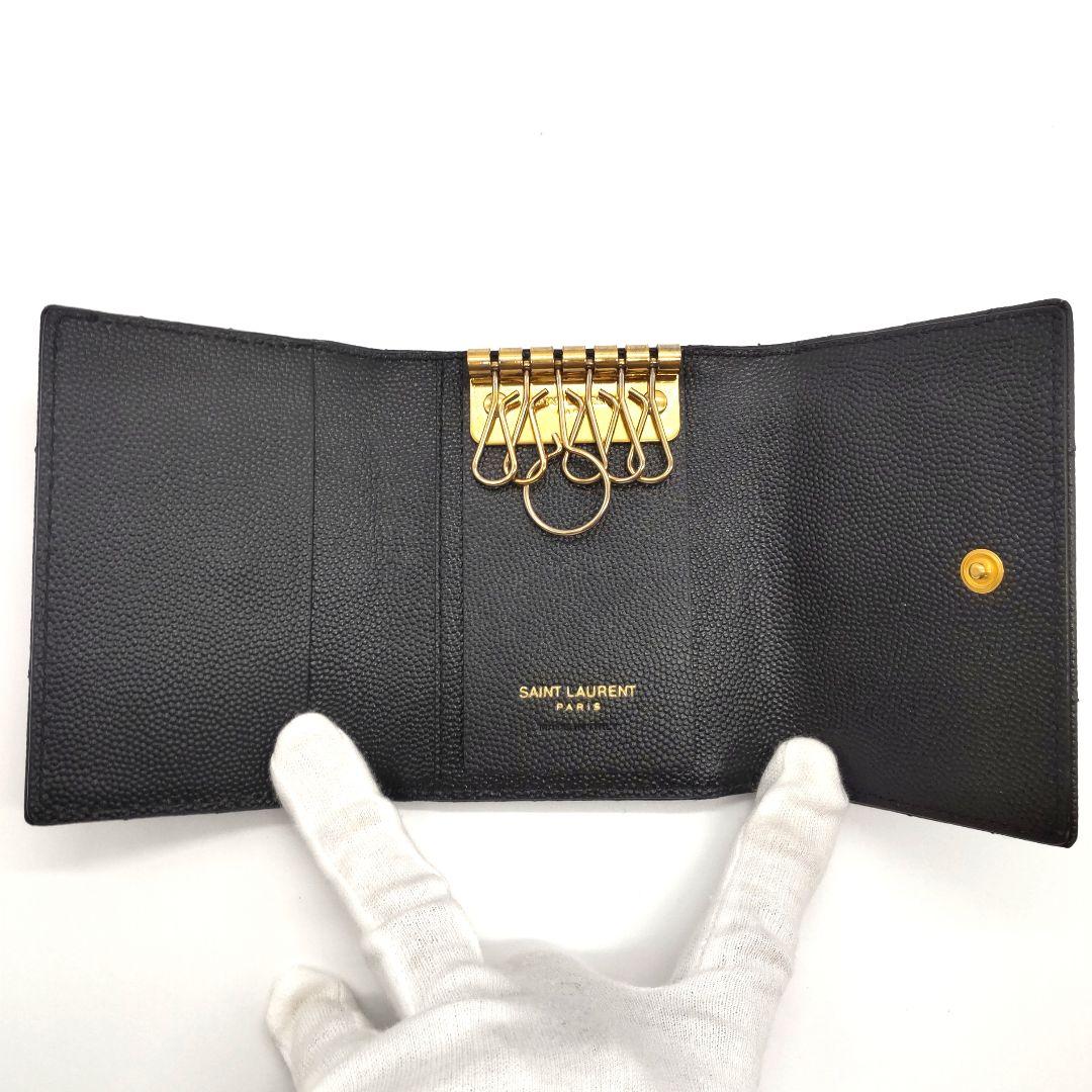 サンローラン YSL カサンドラ 6連キーケース レザー ブラック