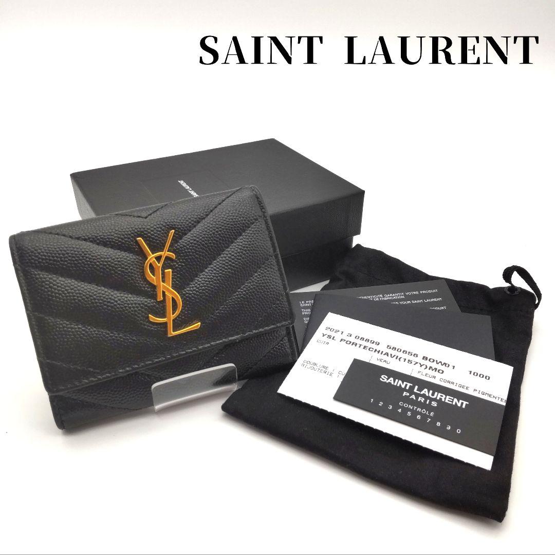 サンローラン YSL カサンドラ 6連キーケース レザー ブラック