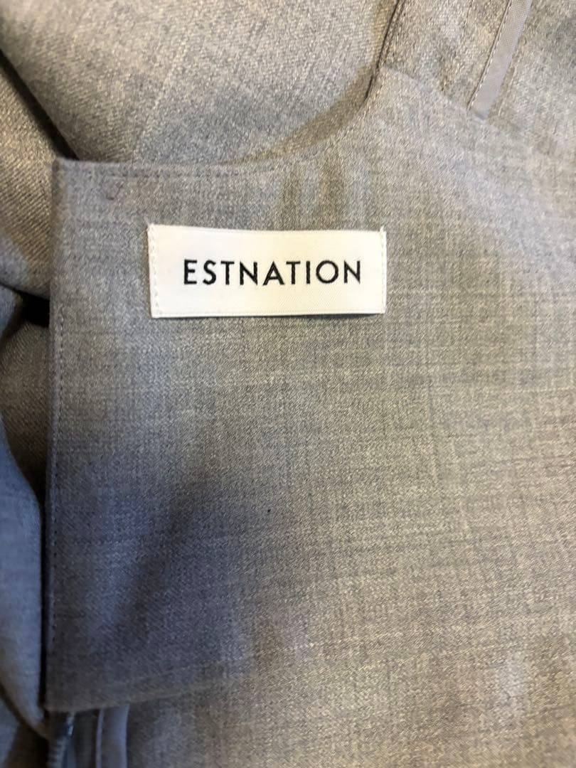 エストネーション　ウエストツイストデザイン グレー ワンピース