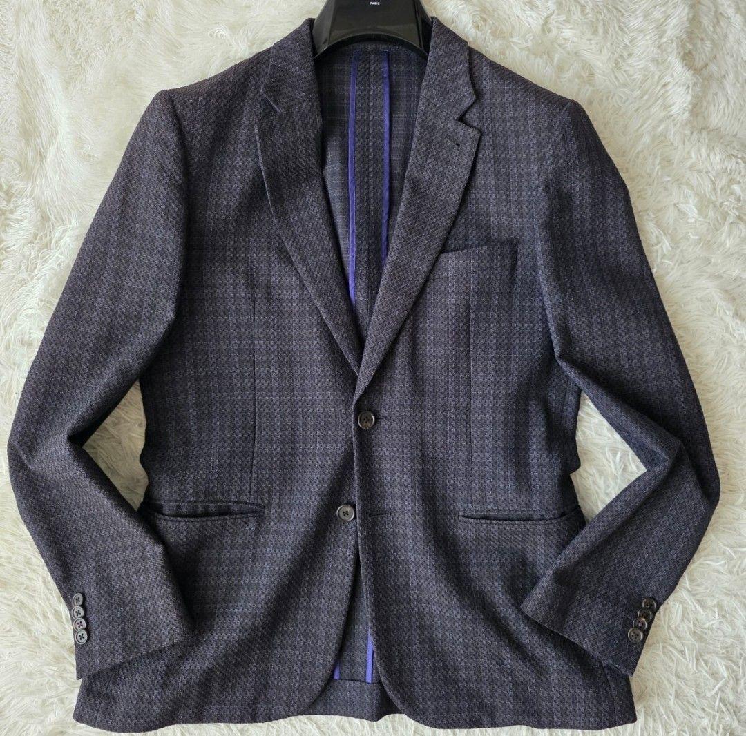 【美品/L】ポールスミス テーラードジャケット ウール100% アンコン 濃紺