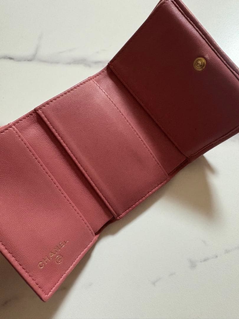 CHANEL シャネル ボーイシャネル ミニウォレット 三つ折り財布 ラムスキン