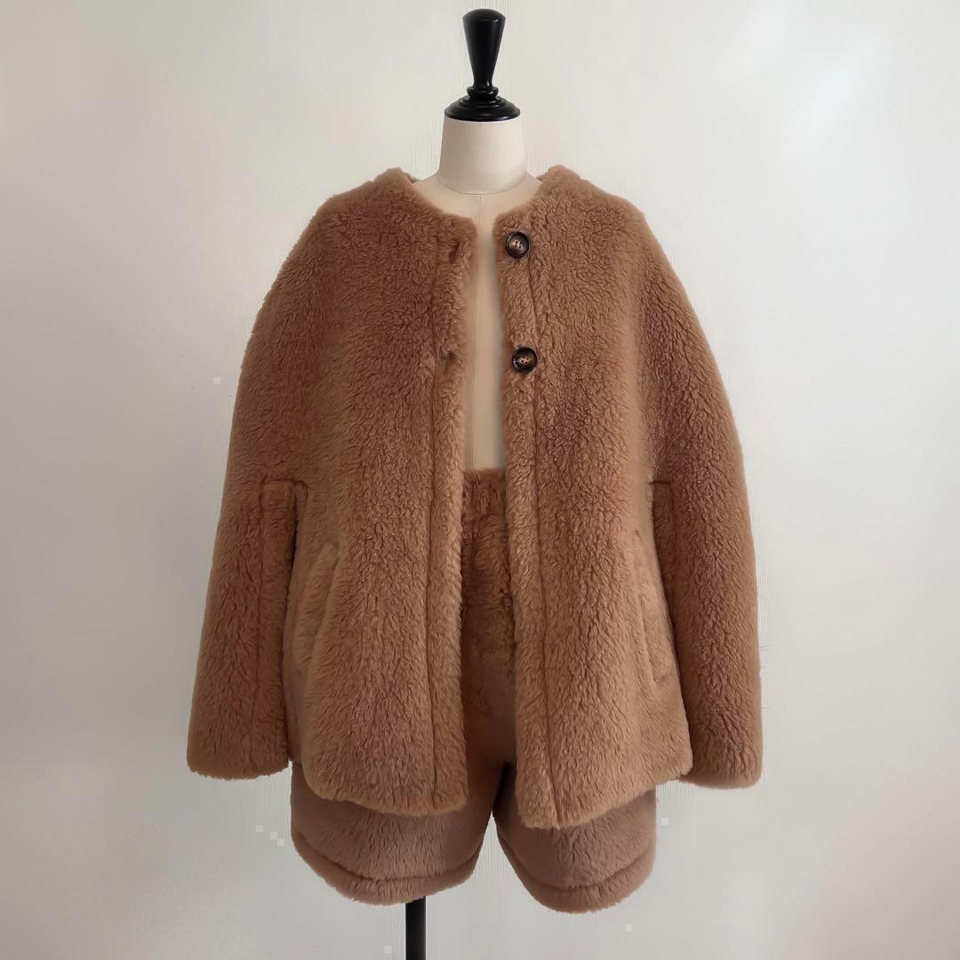 新品未使用 ベアケープコート ポンチョ アルパカ素材 テディコート