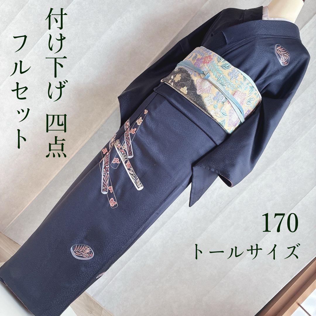付け下げ　フルセット　着物　トールサイズ　Lサイズ　正絹　訪問着　手刺繍　N3