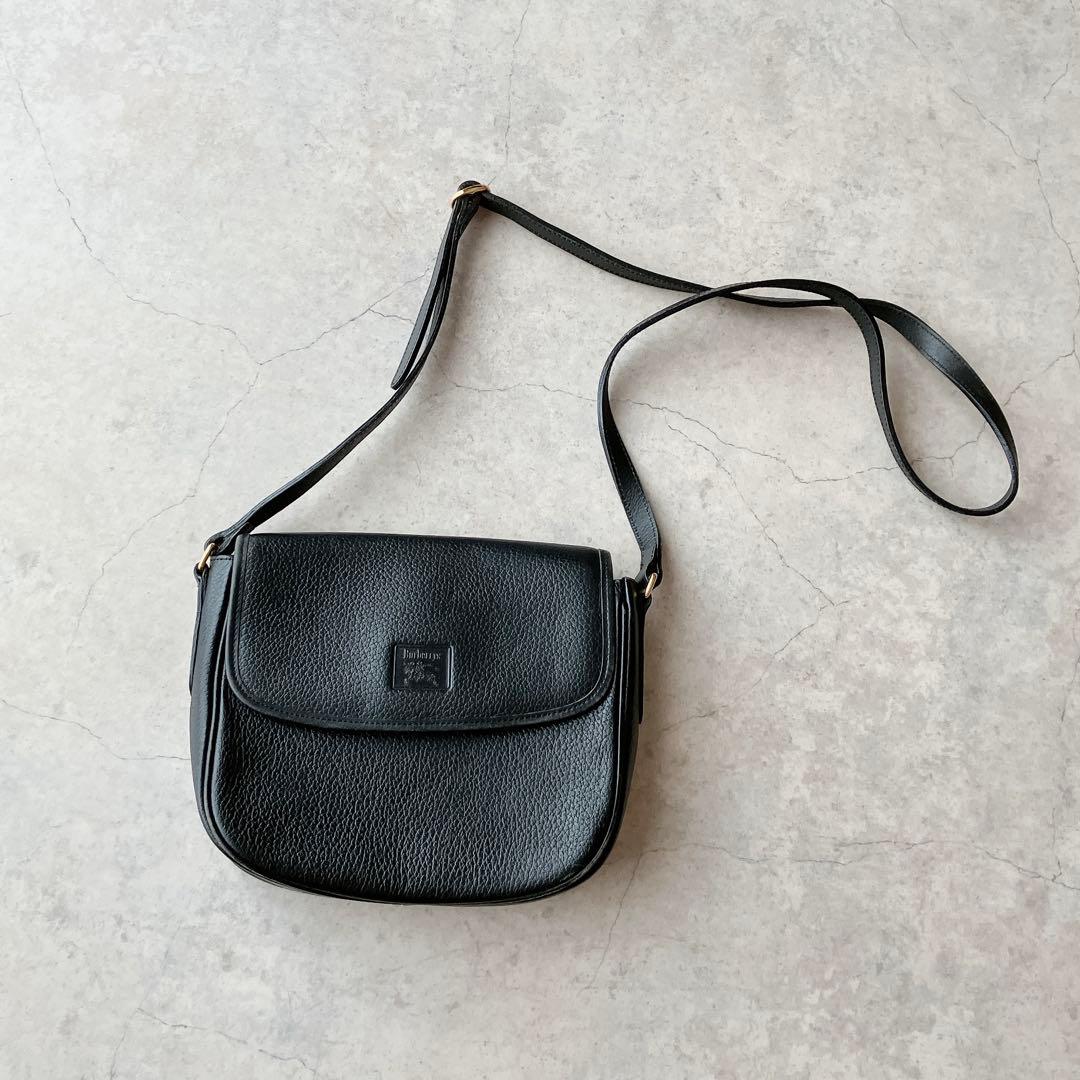 Burberrys バーバリー ブラックレザー ショルダーバッグ ノバチェック