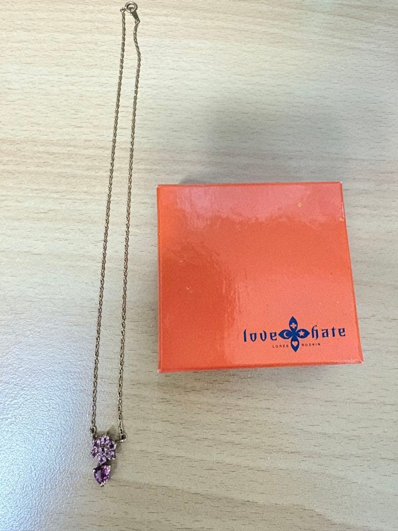 【k18】　love&hate ネックレス　 ピンクサファイア　箱付