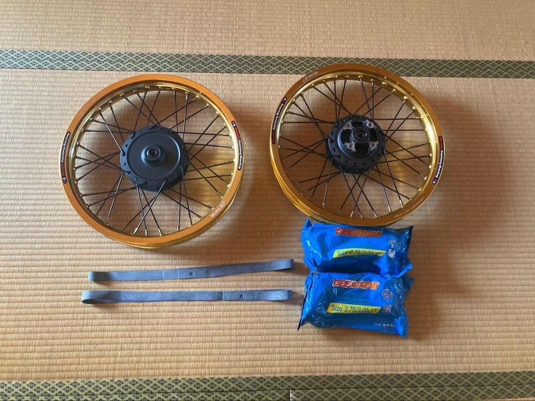 CT125 太足 ゴールドカラー前後アルミリムホイールセット