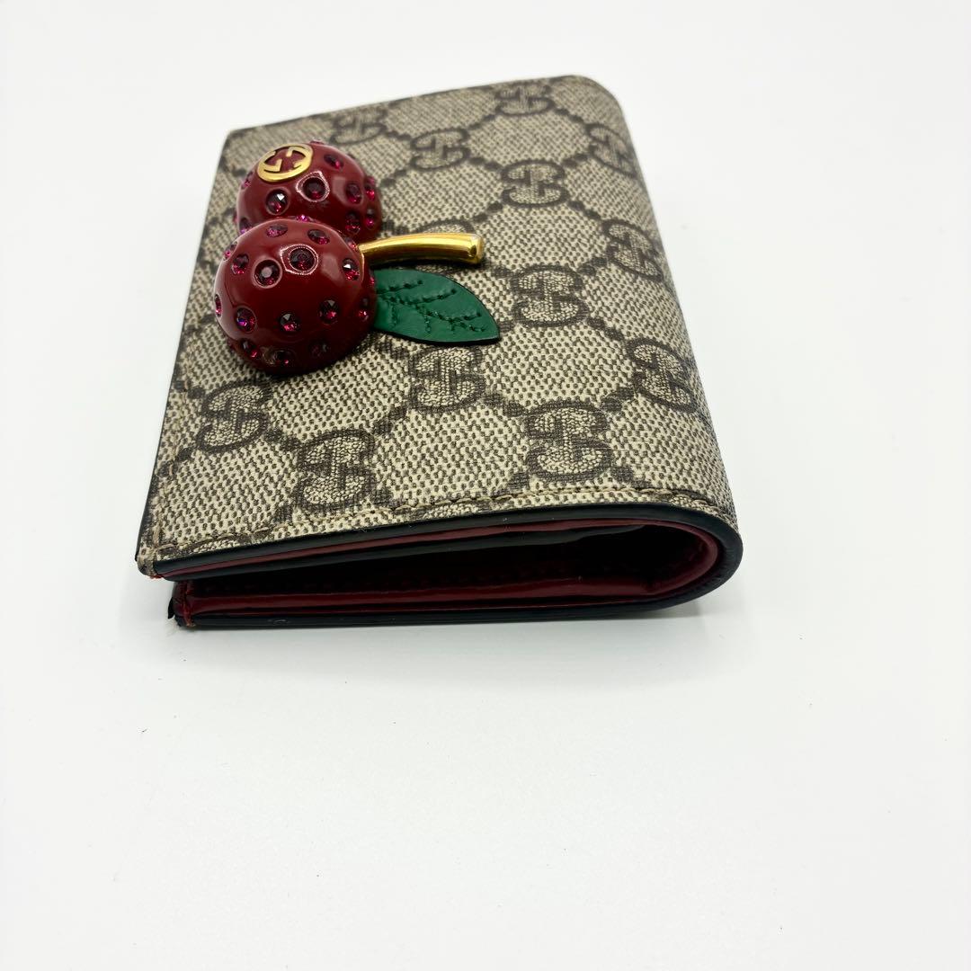 グッチ GGスプリーム 折り財布 さくらんぼ インターロッキング　チェリー
