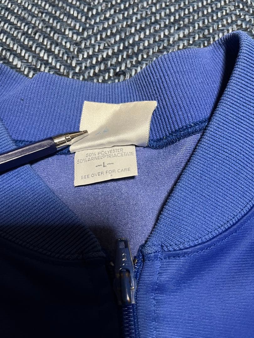 80s希少USA製 adidas ATP トラックジャケット青 バックロゴ 刺繍