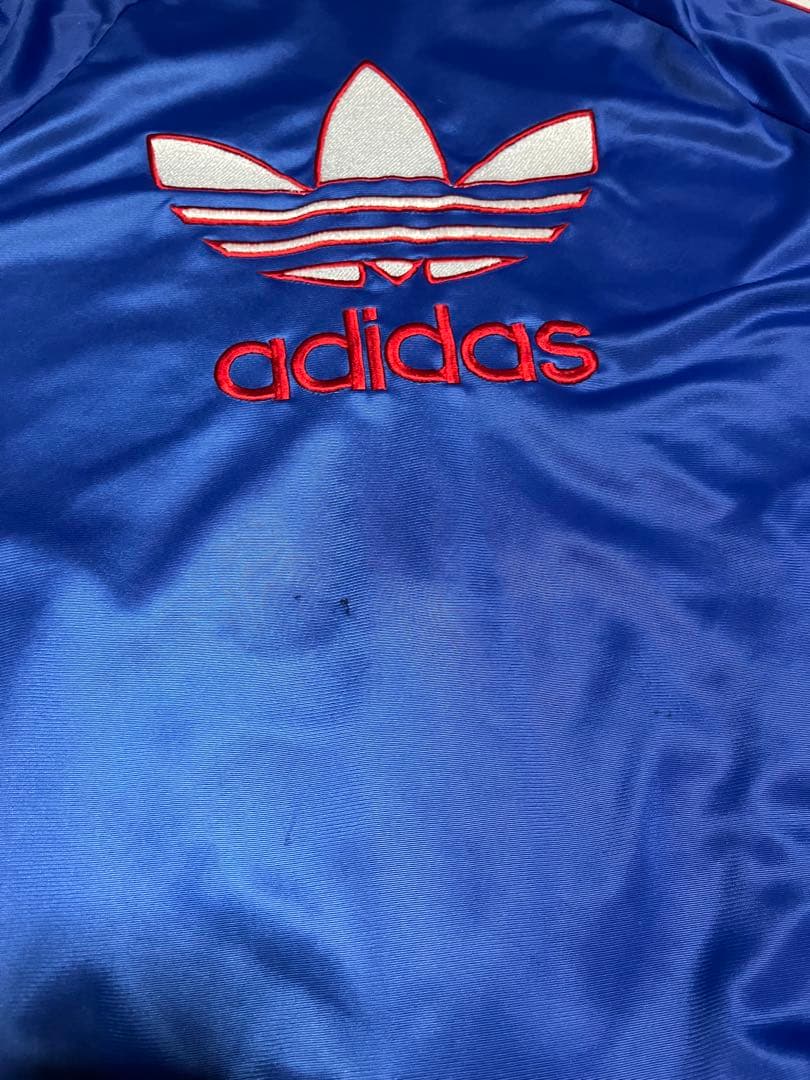 80s希少USA製 adidas ATP トラックジャケット青 バックロゴ 刺繍