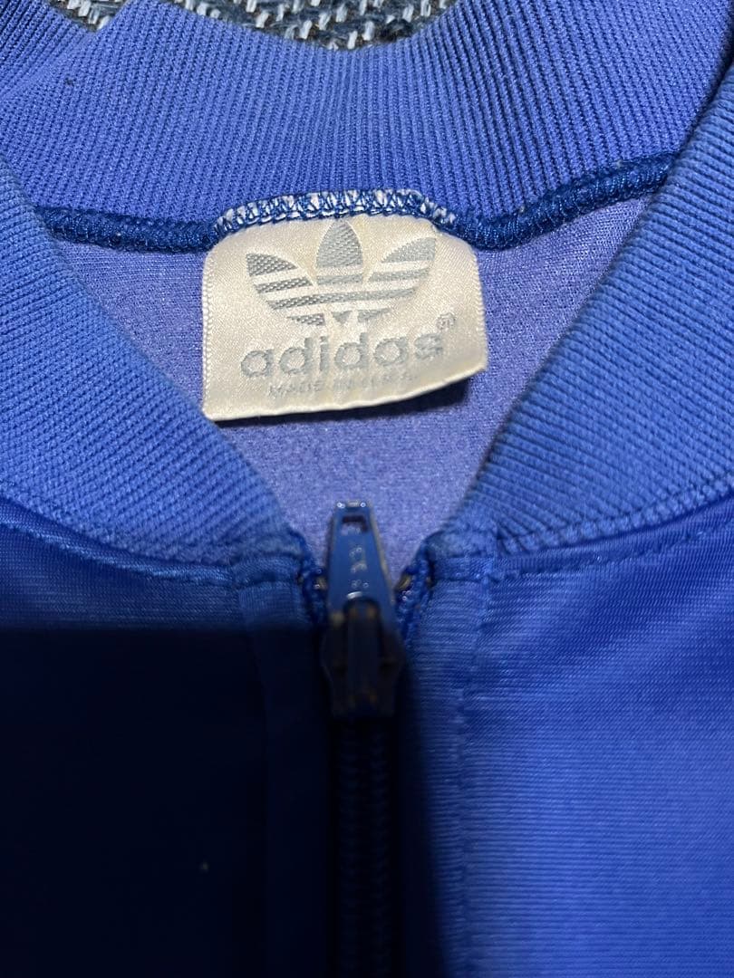 80s希少USA製 adidas ATP トラックジャケット青 バックロゴ 刺繍