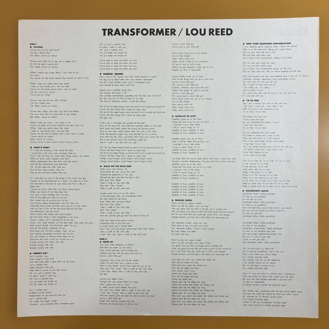 トランスフォーマー/ ルー・リード　 国内盤レコード　1978年