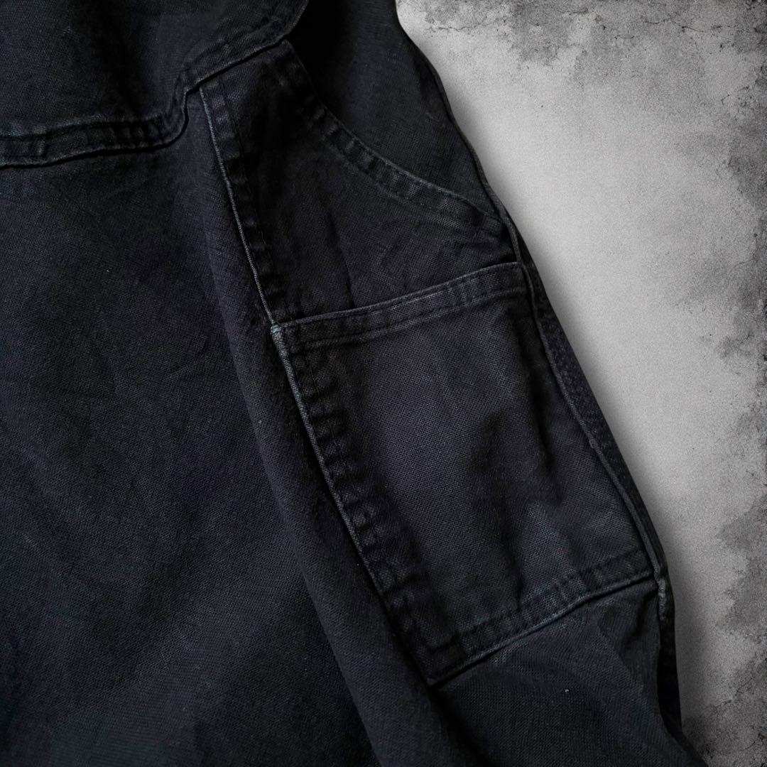 Dickiesダックペインターパンツ 黒フェード ワイド リアルワーク W34