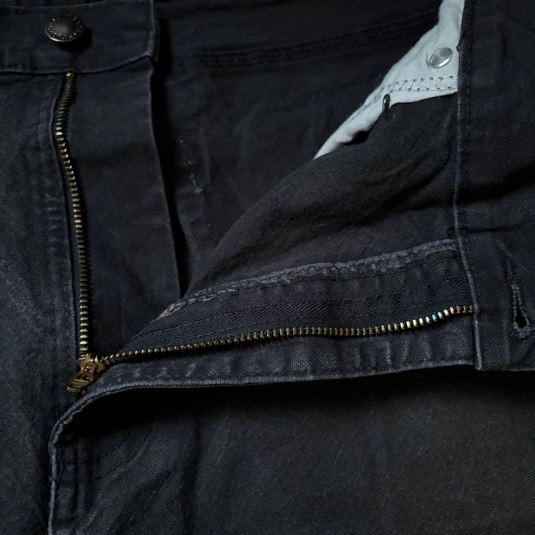 Dickiesダックペインターパンツ 黒フェード ワイド リアルワーク W34