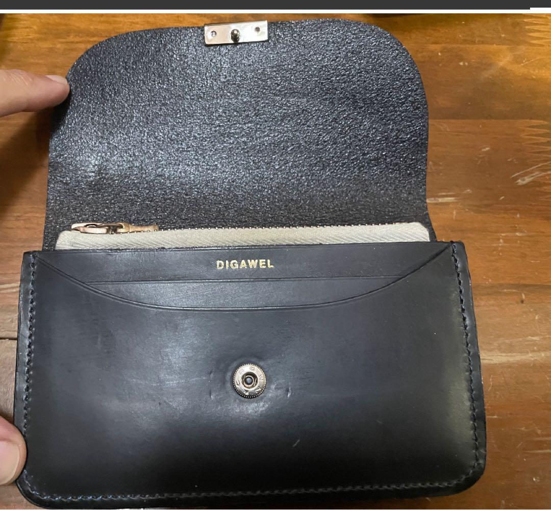 DIGAWEL ギャルソンパース　ネイビー　レザー　財布