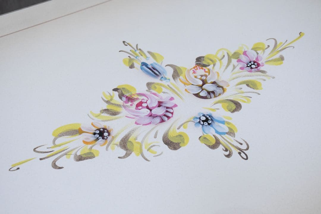 DLC81 ロココ調 猫脚 トールペイント 4ドロワー チェスト レリーフ 4段