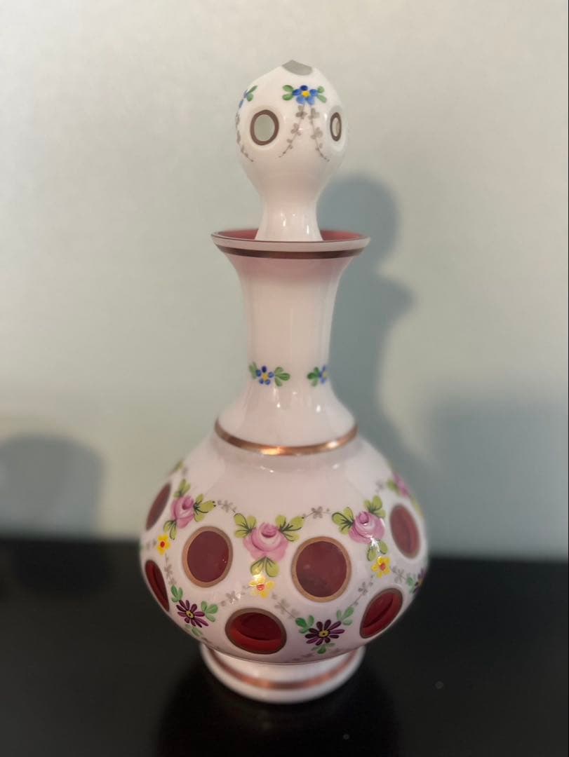 チェコ/未使用品/ボヘミアングラス/希少/カラフルガラスグラス/デキャンタセット