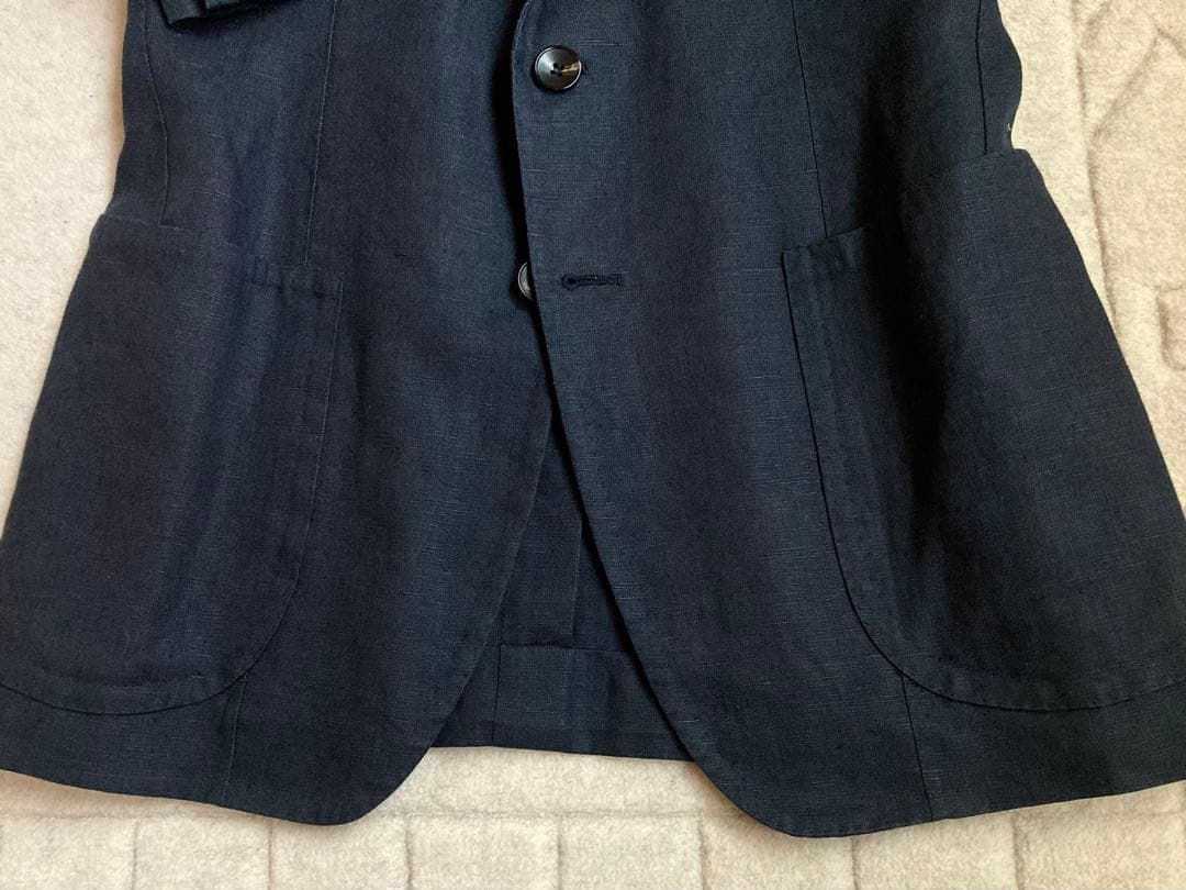 アルフォンソシリカ テーラードジャケット 44 ネイビー 麻