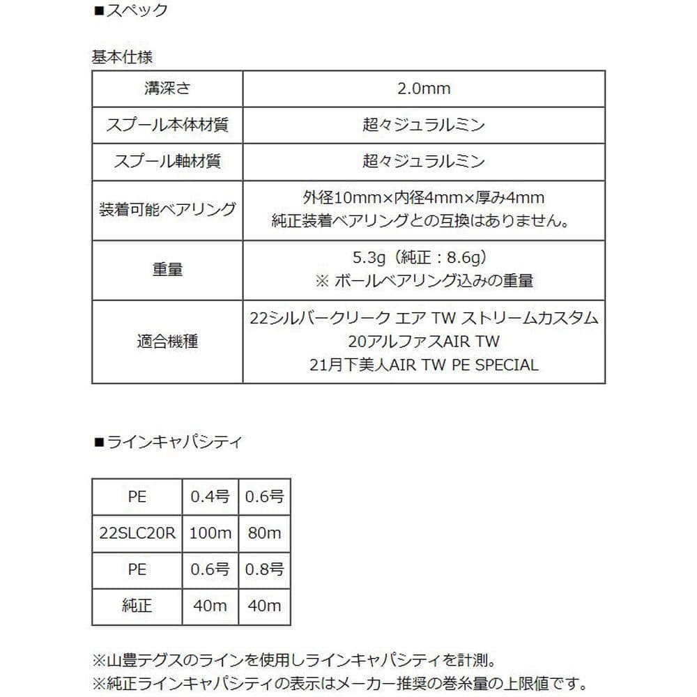 Avail 22シルバークリーク用 マイクロキャストスプール22SLC20R/*