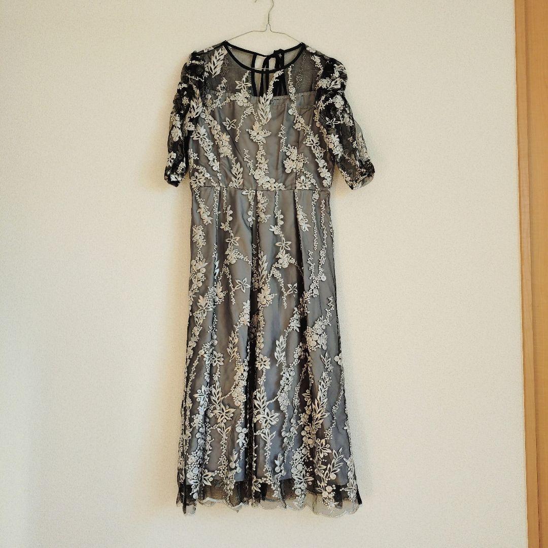 【niana】刺繡レース バックリボン パーティードレス 結婚式 オケージョン