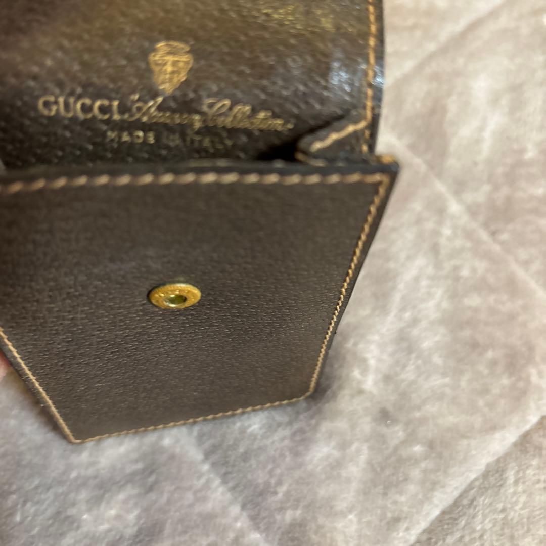 希少 オールドグッチ シェリーライン ブラウン レザー シガレットケース ポーチ