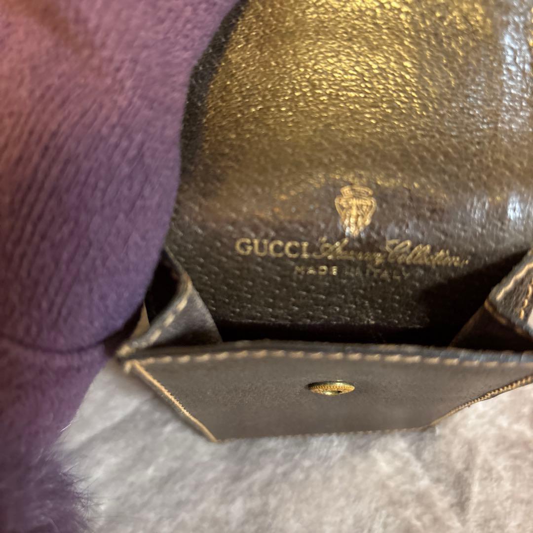 希少 オールドグッチ シェリーライン ブラウン レザー シガレットケース ポーチ