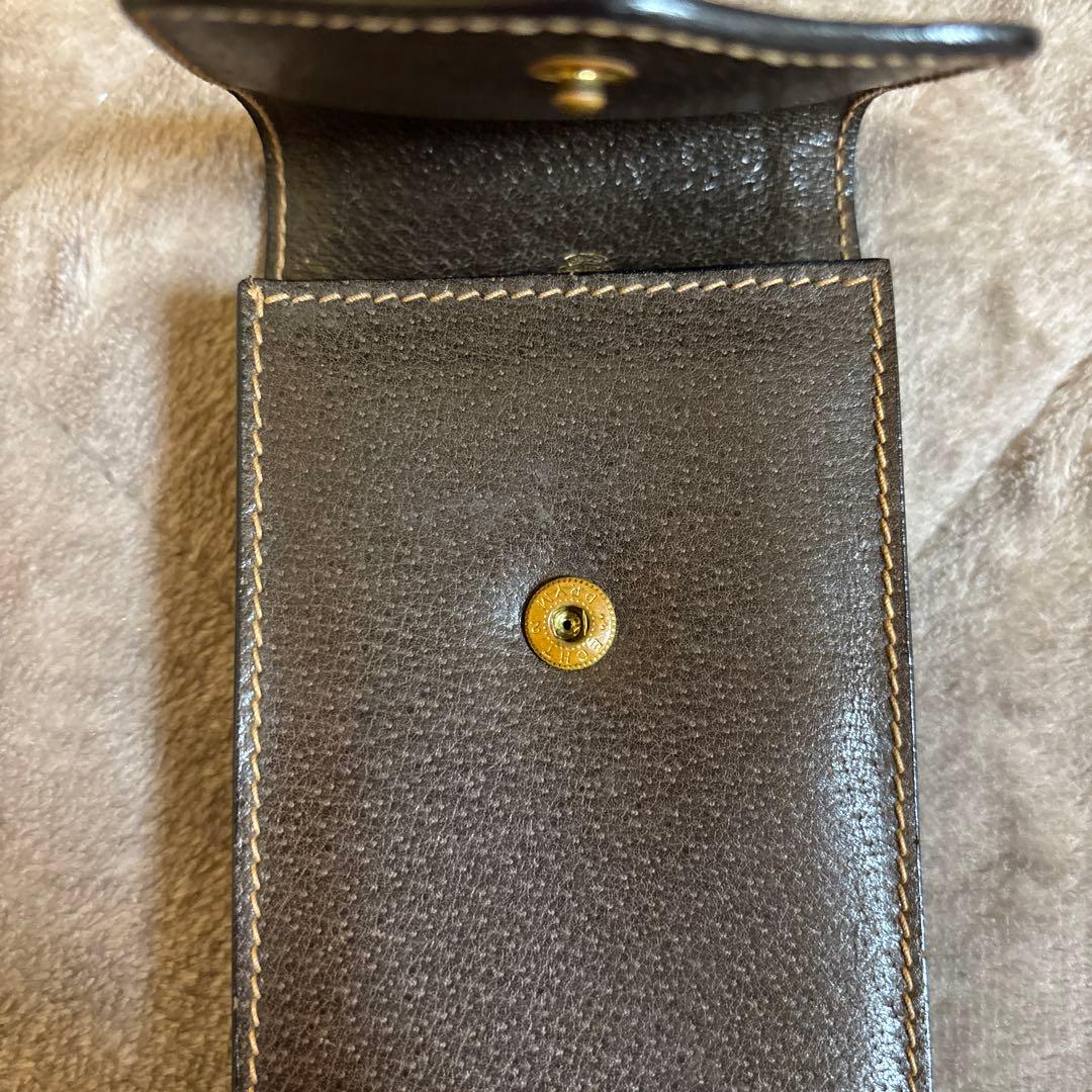 希少 オールドグッチ シェリーライン ブラウン レザー シガレットケース ポーチ