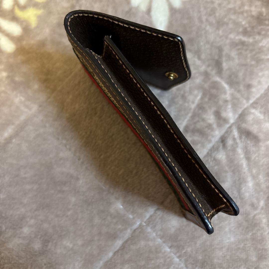 希少 オールドグッチ シェリーライン ブラウン レザー シガレットケース ポーチ