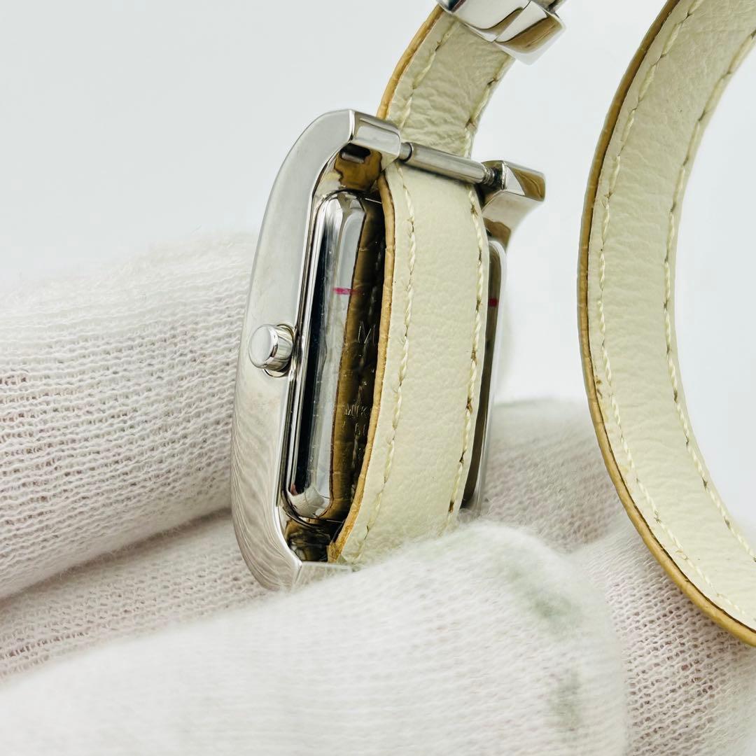 美品 ミキモト 2連レザー 新品電池 レディース腕時計 シルバー 箱説付 希少