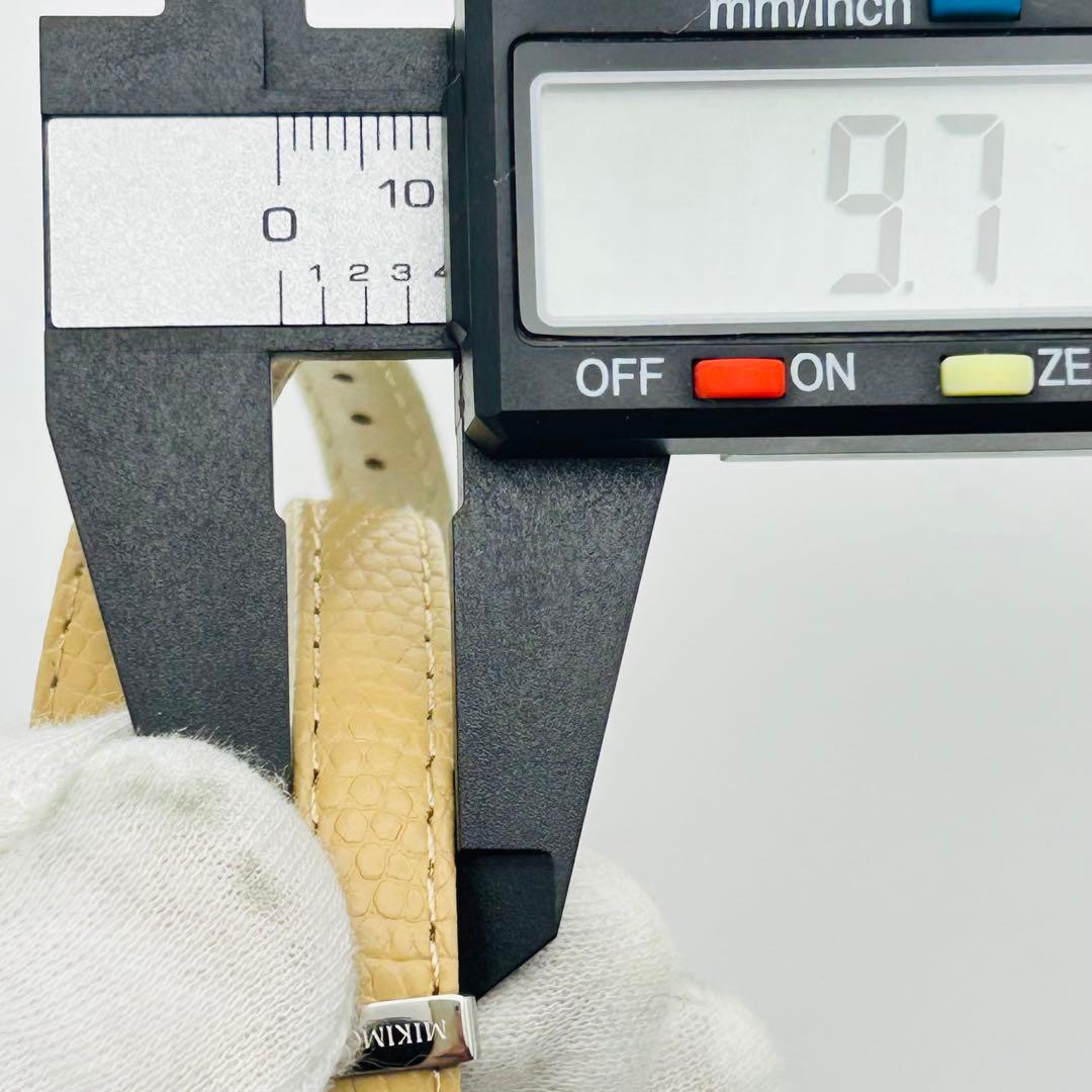 美品 ミキモト 2連レザー 新品電池 レディース腕時計 シルバー 箱説付 希少