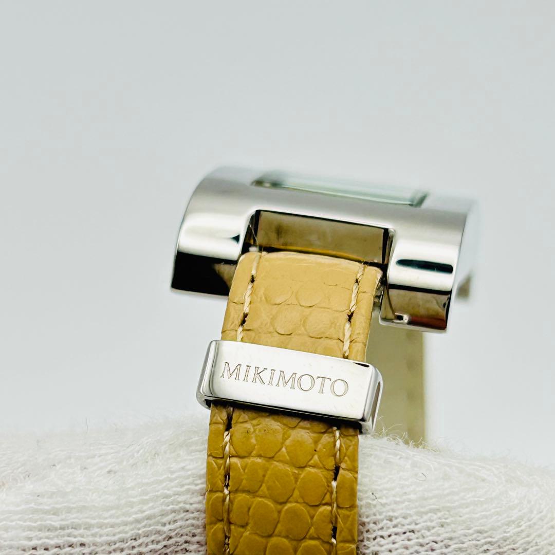 美品 ミキモト 2連レザー 新品電池 レディース腕時計 シルバー 箱説付 希少