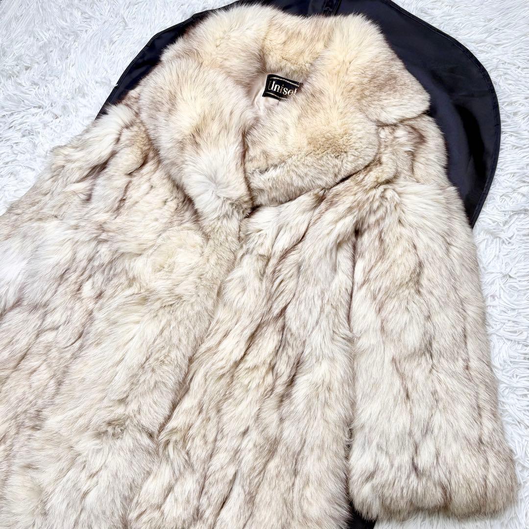 リアルフォックスファーコート ロング丈 ふわふわ XLサイズ相当 総丈117cm