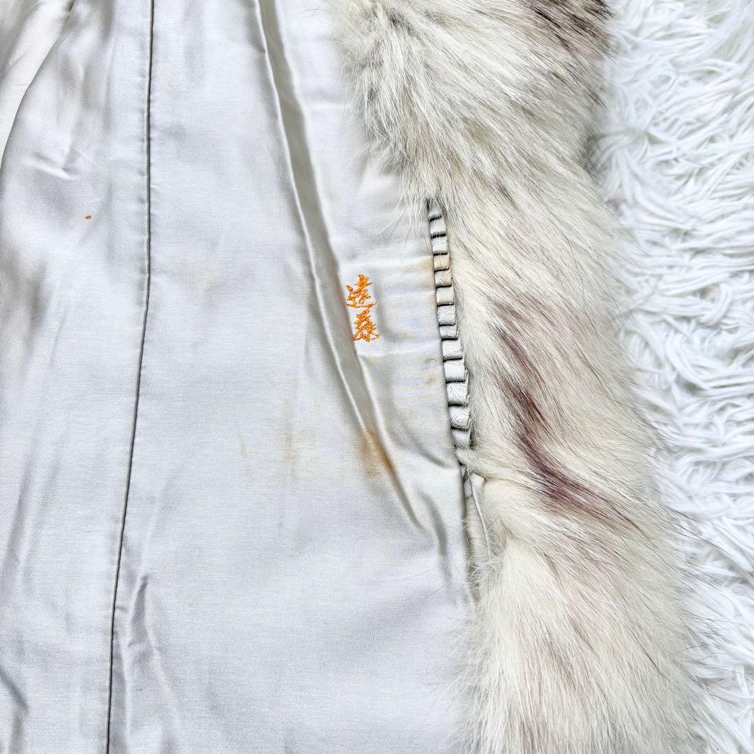 リアルフォックスファーコート ロング丈 ふわふわ XLサイズ相当 総丈117cm