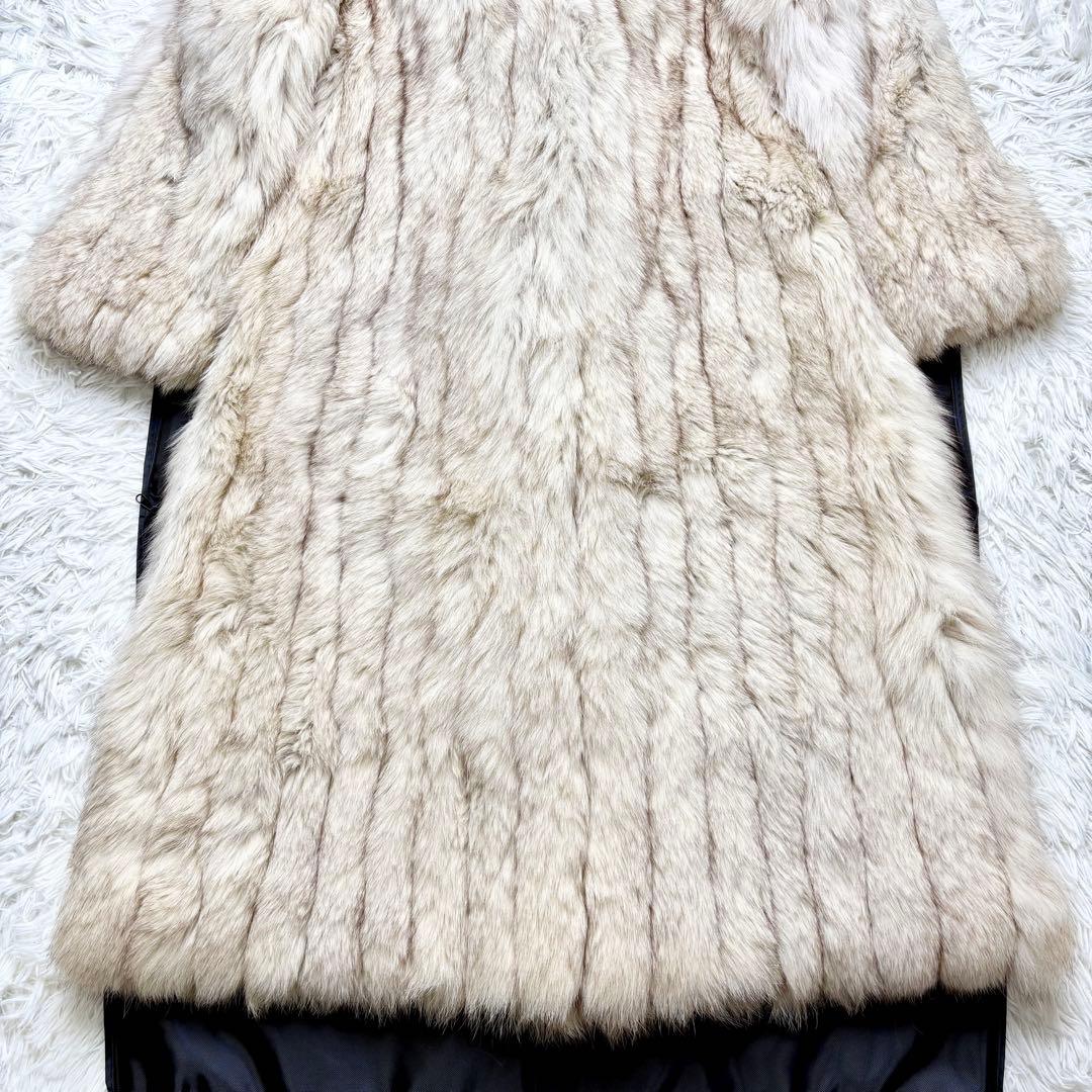 リアルフォックスファーコート ロング丈 ふわふわ XLサイズ相当 総丈117cm