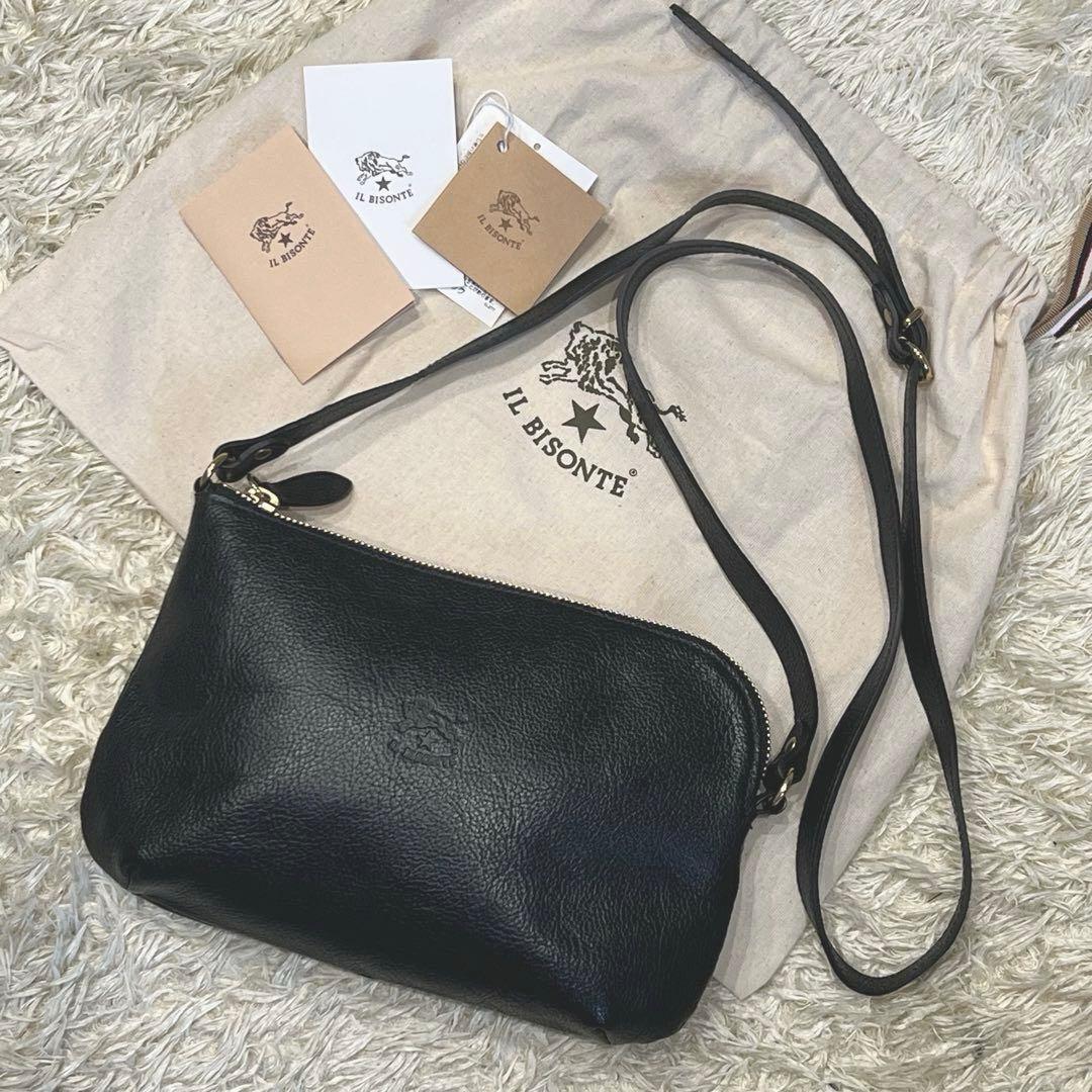 未使用級✨イルビゾンテ ショルダーバッグ サコッシュ レザー ブラック