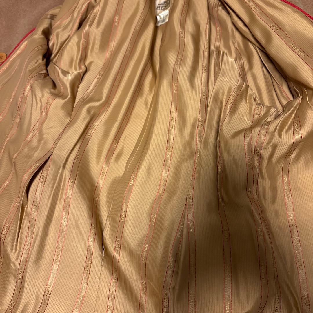 美品　HERMES ダブル ロングコート 40 ベージュ　キャメル100%